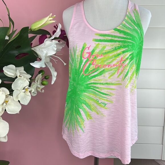Lilly Pulitzer Pink Cordelia Gone Coconuts Racerback Tank Top NWOT - Picture 6 of 11